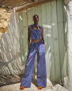 Cropped Striped Top with Collar